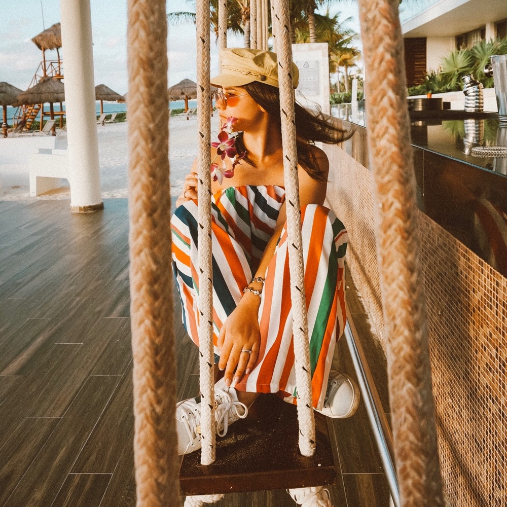 Colorful striped romper / jumpsuit